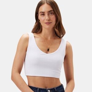 Amour Vert Rosa Paris Rib Tank White Ribbed Crop Size Small